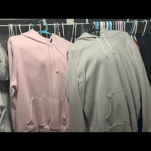 Plain Grey and Pink Hoodie